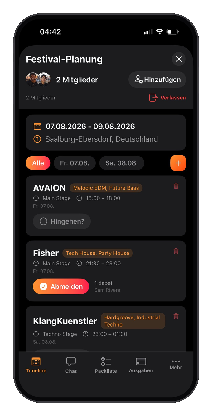 festimap – Lineup & Timeline planen